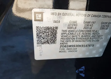 2019 Cadillac Xts Luxury z USA, uszkodzony, nr VIN 2G61M5S30K9147878